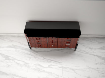 Nussbaum Art Deco Design Schubladen Kommode Hochglanz