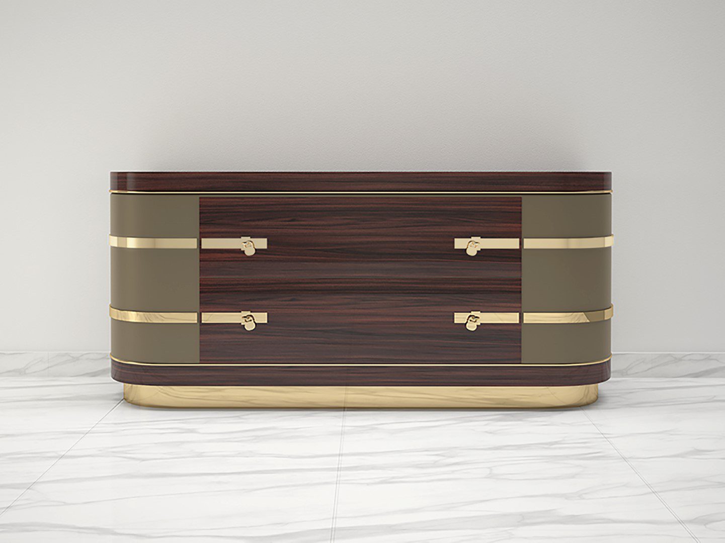 Ausgefallenes Palisander Sideboard mit Messingdetails