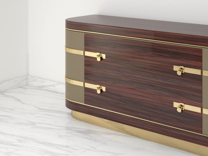 Ausgefallenes Palisander Sideboard mit Messingdetails