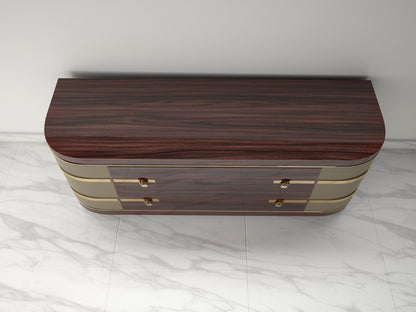 Ausgefallenes Palisander Sideboard mit Messingdetails