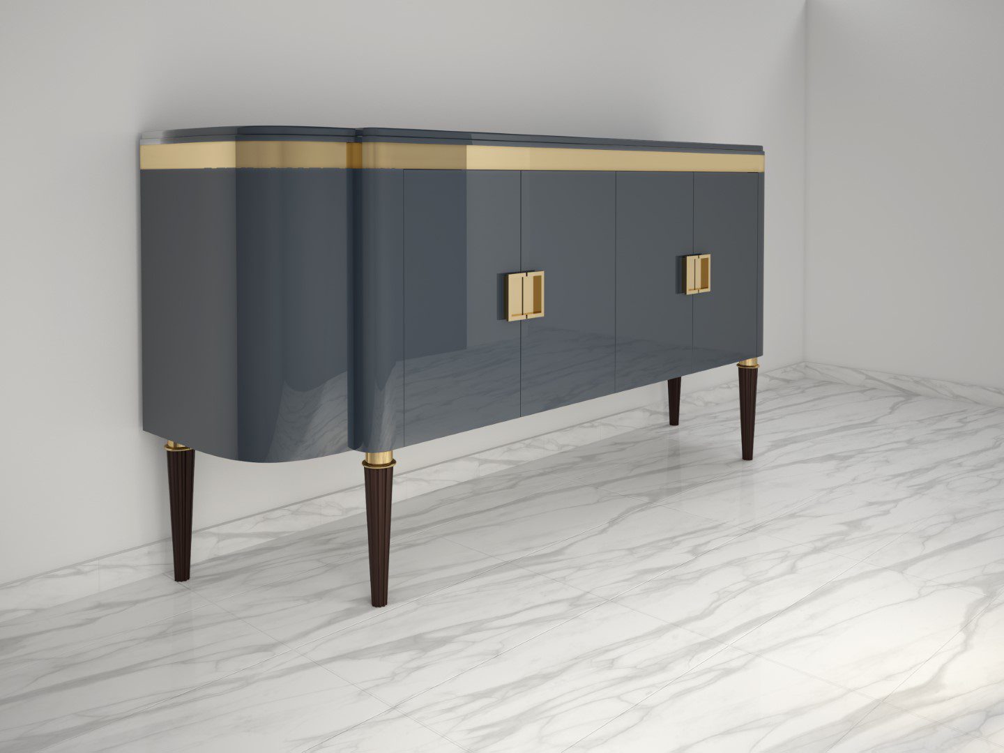 Hochglanz Design Sideboard in Hell-Anthrazit