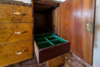 Original Art Deco Barschrank aus Wurzelholz