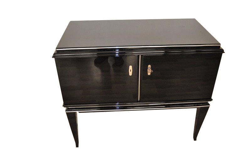 High Gloss Art Deco Commode with Red Interior