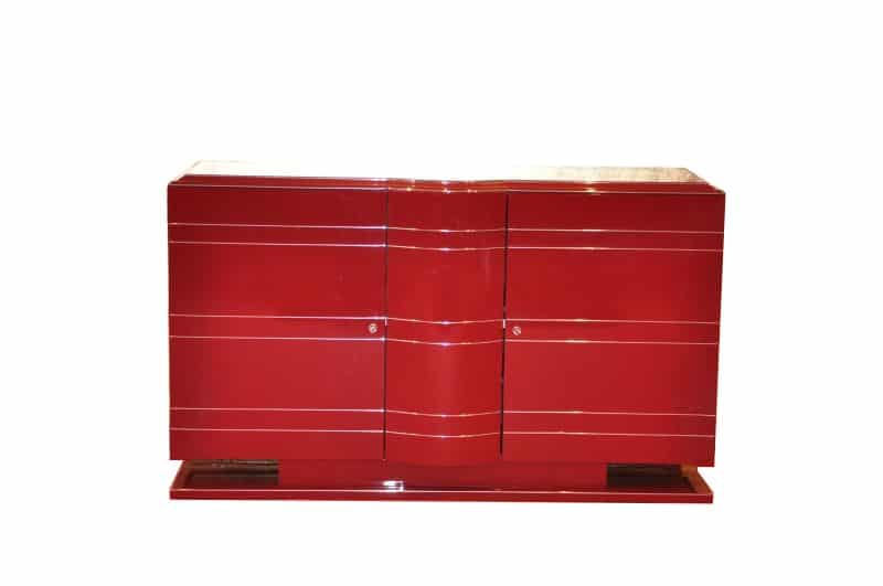 Exklusive Art Deco Kommode/Chromeliner in Rot