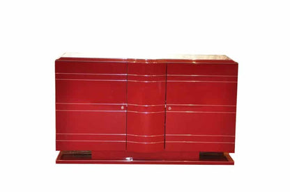 Exklusive Art Deco Kommode/Chromeliner in Rot