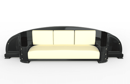 Großes Art Deco Sofa mit Klavierlack