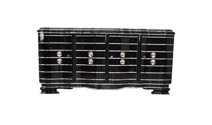 Art-Deco-Sideboard mit Chromfutter, Hochglanz