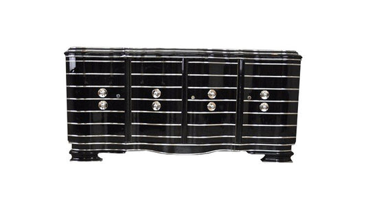 Art-Deco-Sideboard mit Chromfutter, Hochglanz
