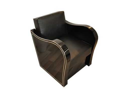 Pair of Art Deco Armchairs with Chrome Bars