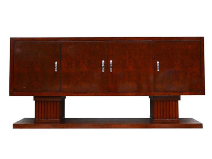 Art Deco Sideboard mit großen Säulen aus Nussbaumholz