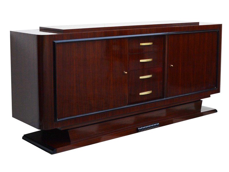 Large Art Deco Sideboard with a Dark Walnut Wood Veneer