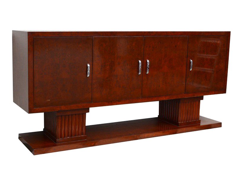 Walnut Art Deco Sideboard With Big Column Feet
