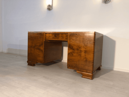 Art-Deco-Wurzelholz-Schreibtisch