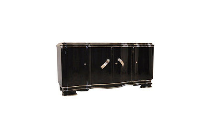 XXL Art Deco Sideboard aus Belgien in Hochglanzschwarz