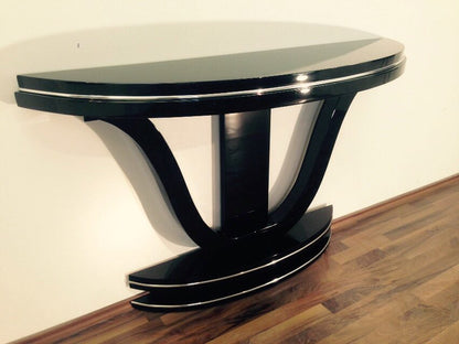 Curved Art Deco Style Console Table with Mirror Finish