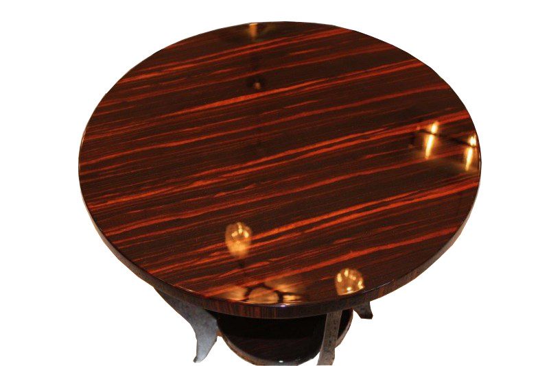 Vintage Side Table with a Macassar Veneer from the Art Deco Era