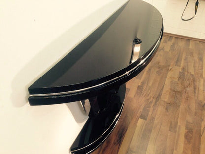 Curved Art Deco Style Console Table with Mirror Finish