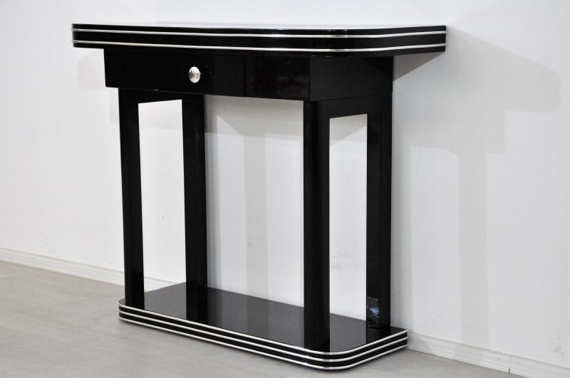 Schwarze Art Deco Schubladenkonsole