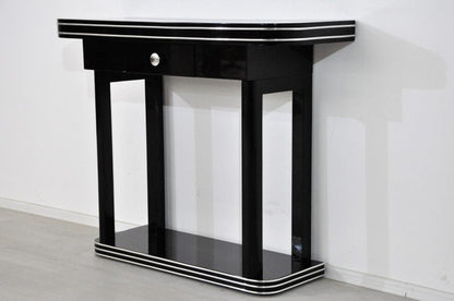 Schwarze Art Deco Schubladenkonsole