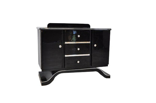 Black Art Deco Commode with a Curved Foot