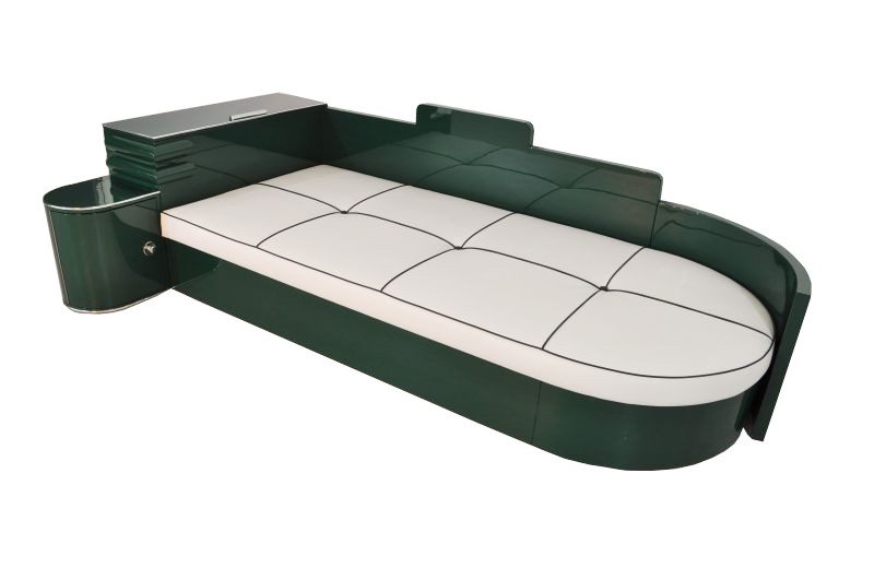 Hochglänzendes Art-déco-Tagesbett aus Frankreich in Jaguar Racing Green