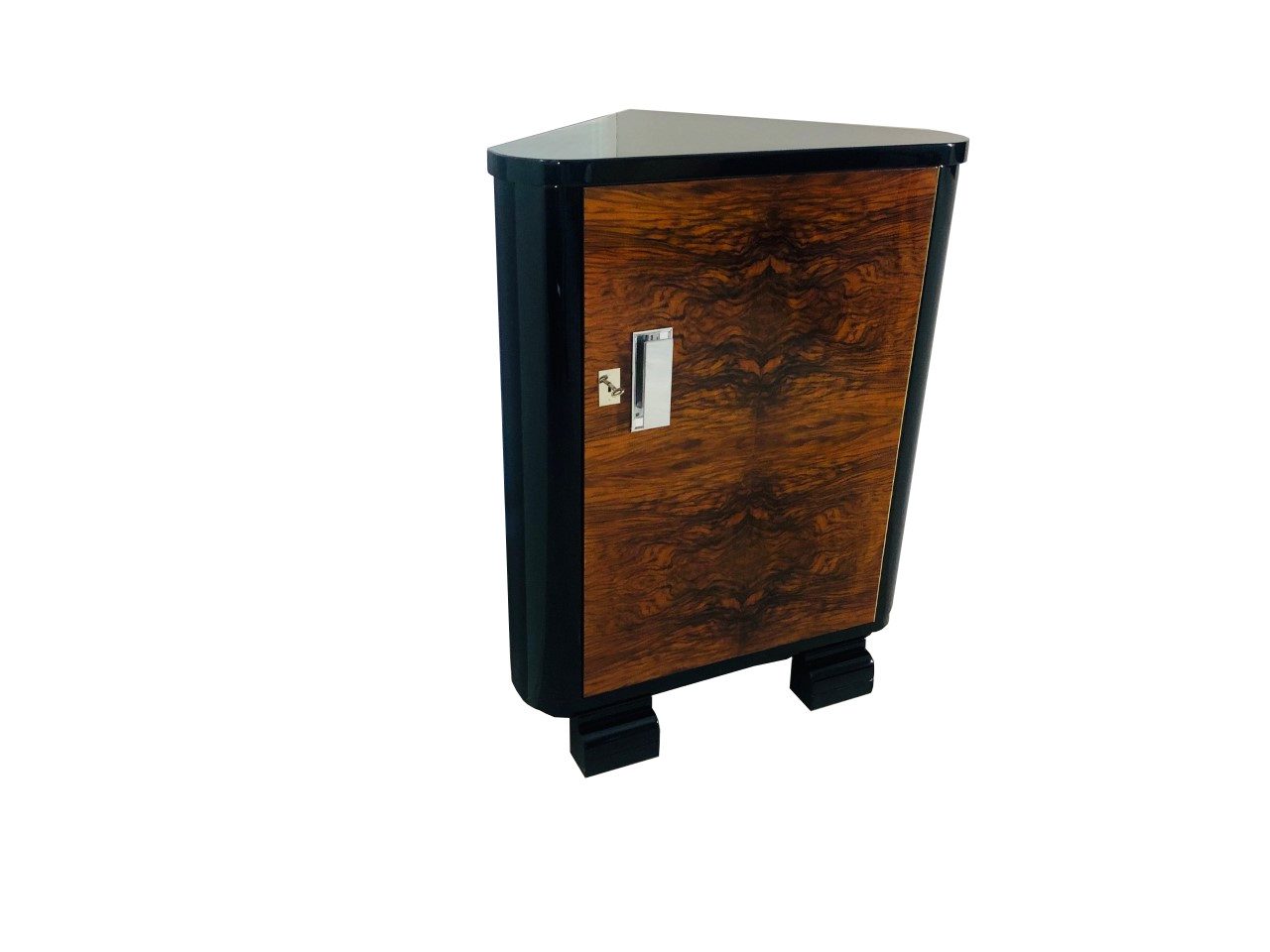 Art Deco Walnuss Eckschrank oder Kommode