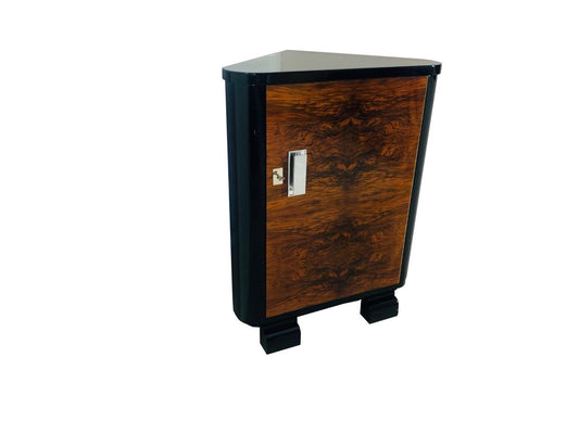 Art Deco Walnuss Eckschrank oder Kommode