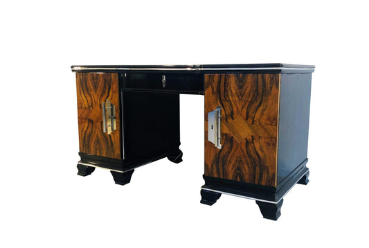 1920er Art Deco Schreibtisch mit Walnuss Front