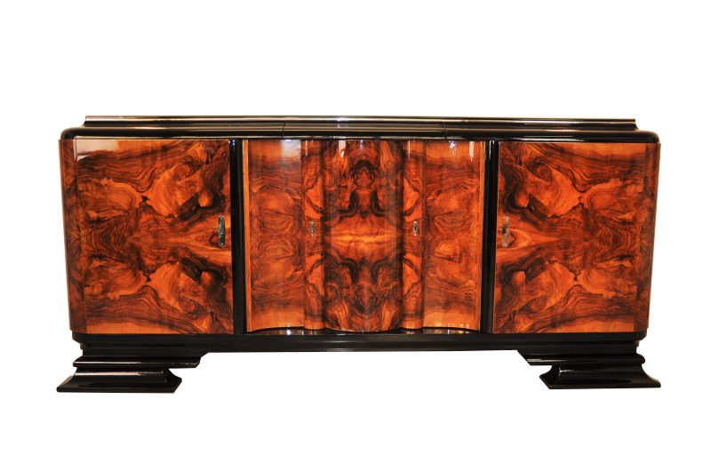 Art Deco Sideboard with Doors Made of Walnut