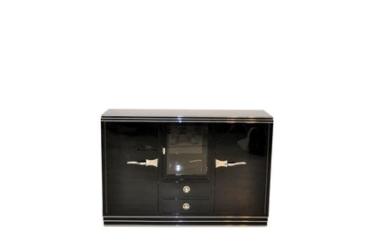 Straight Art Deco Showcase Sideboard with Curved Chrome Handles