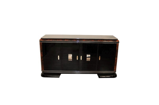 Französisches Art-Deco-Sideboard mit Klavierlack und Mahagoni-Verzierungen