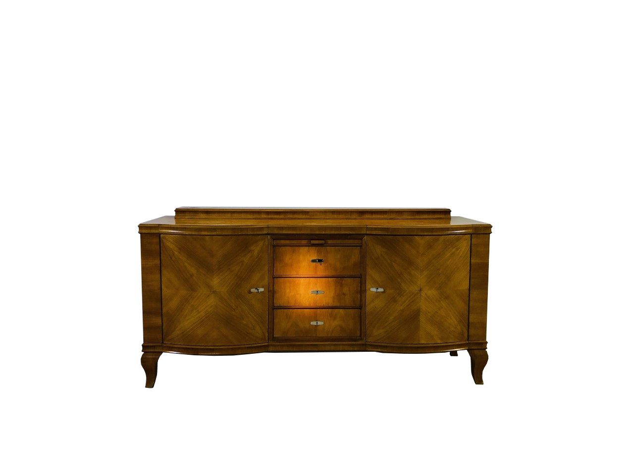 Original Art Deco Sideboard aus Hellem Walnussholz