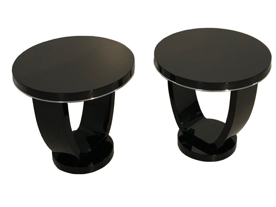 Schwarze Art Deco Beistelltische