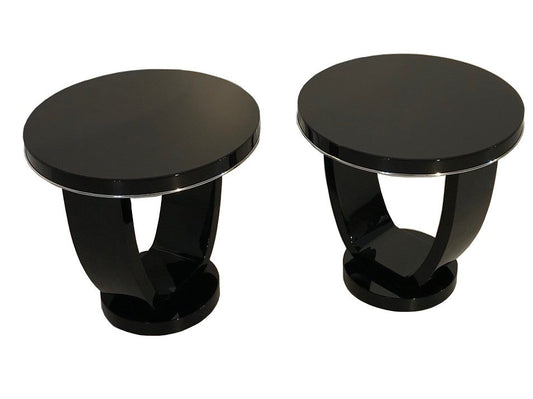 Schwarze Art Deco Beistelltische