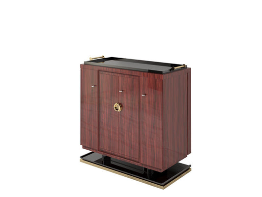Palisander Kommode oder Sideboard mit polierten Messinggriffen