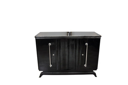 Großes Art-Deco-Highboard mit Chromgriffen
