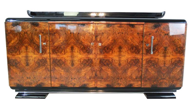 Art Deco Wurzelholz-Sideboard mit einzigartigem Furnier
