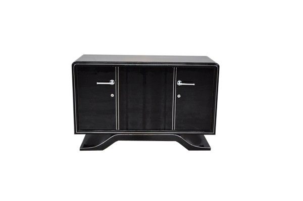 Art-Deco-Sideboard, Hochglanzschwarz
