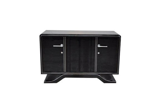 Art-Deco-Sideboard, Hochglanzschwarz