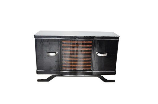 Art-Deco-Sideboard mit gemasertem Walnussfurnier
