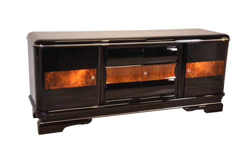 Large Art Deco Sideboard with Walnut Details