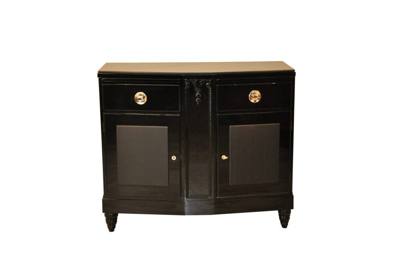 Black Art Deco Commode with Leather Details