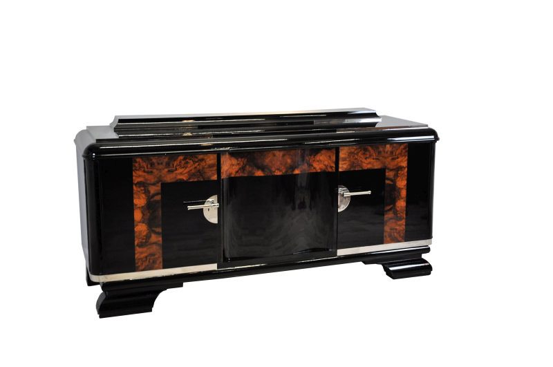 Großes Art Deco Buffet mit Wurzelholz-Details