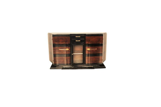 Ungewöhnliches Art-déco-Sideboard mit Vitrinenfach