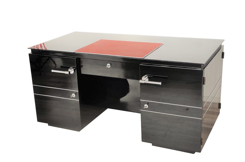 French Art Deco Desk with Alcantara Details