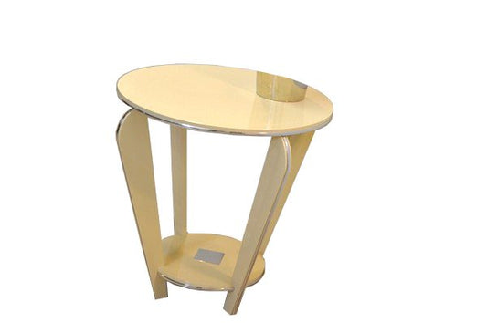 Art-Deco-Beistelltisch mit Chromapplikationen
