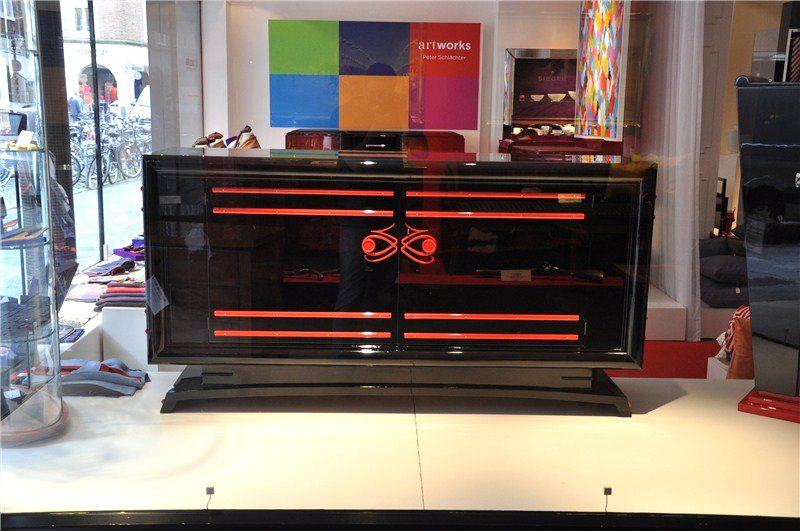 Art Deco Sideboard with Red Ornaments