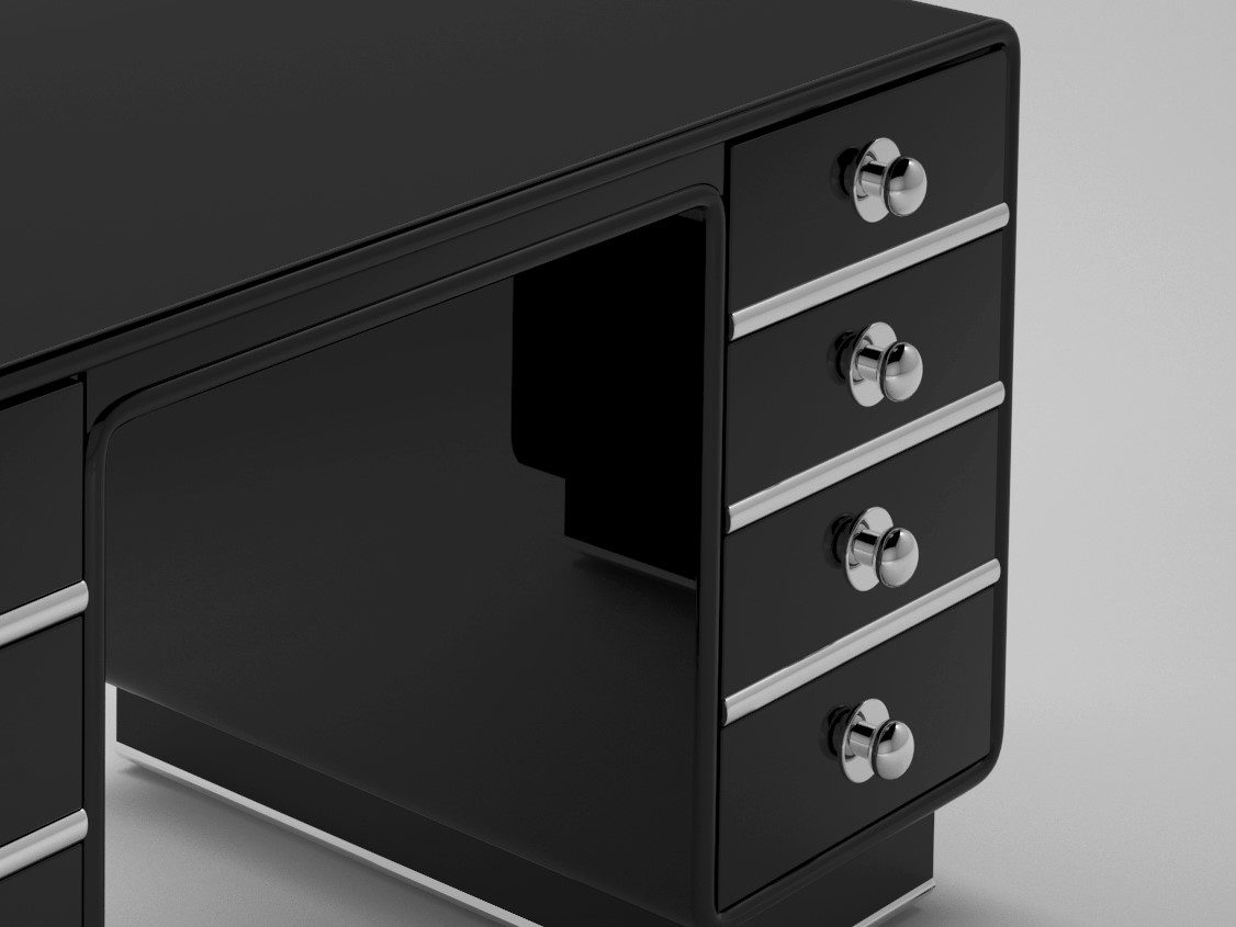 Schwarzer Art Deco Design Schreibtisch