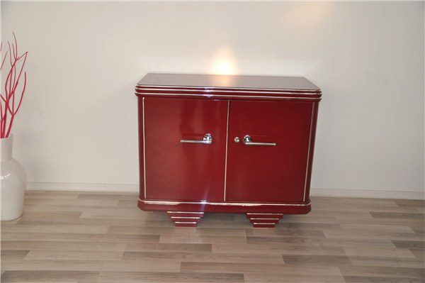 Art Deco Style Commode in Fire Red